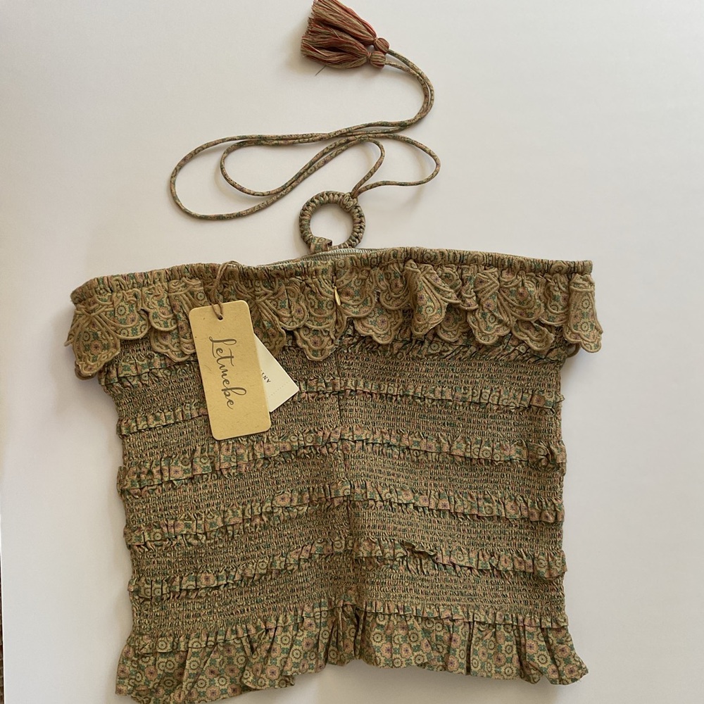 Anthropologie x Let Me Be Smocked Halter Crop Top NWT - Picture 8 of 11